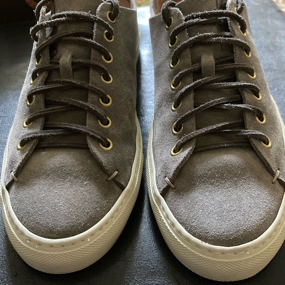 BUTTERO Suede round toe sneakers Made in Italy. Dark taupe